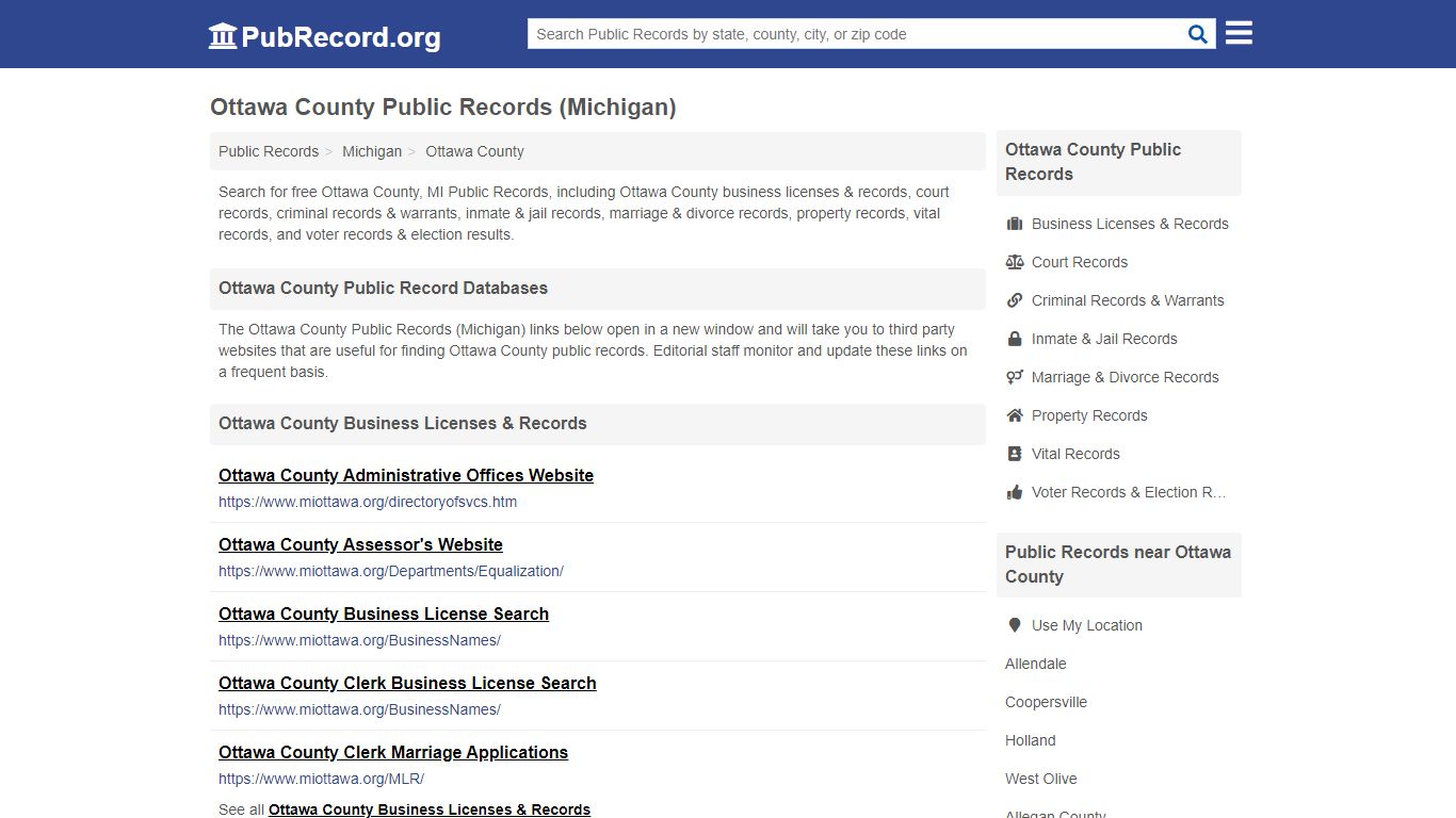 Free Ottawa County Public Records (Michigan Public Records)